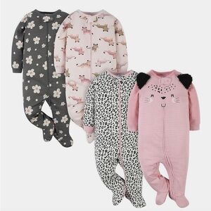 Gerber Kids Footies - Pink, Gray, and White